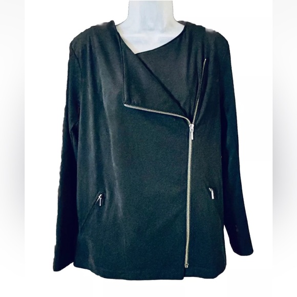 J. Jill Faux Suede Zip Up Soft Moto Jacket Black Women’s Size M - Picture 1 of 12